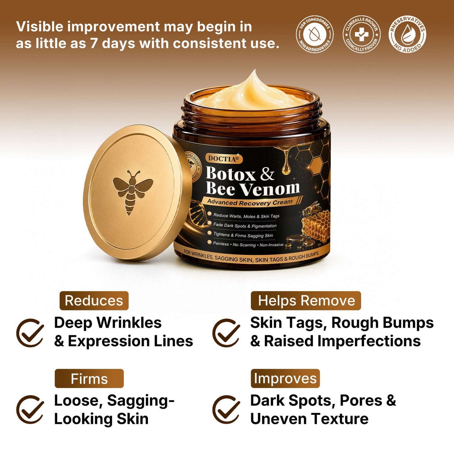 Made and Shipped from US DOCTIA® 🐝Botox & Bee Venom Advanced Recovery Cream—For Wrinkles, Sagging Skin, Skin Tags & Rough Bumps