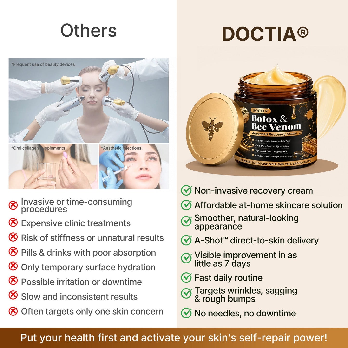 Made and Shipped from US DOCTIA® 🐝Botox & Bee Venom Advanced Recovery Cream—For Wrinkles, Sagging Skin, Skin Tags & Rough Bumps
