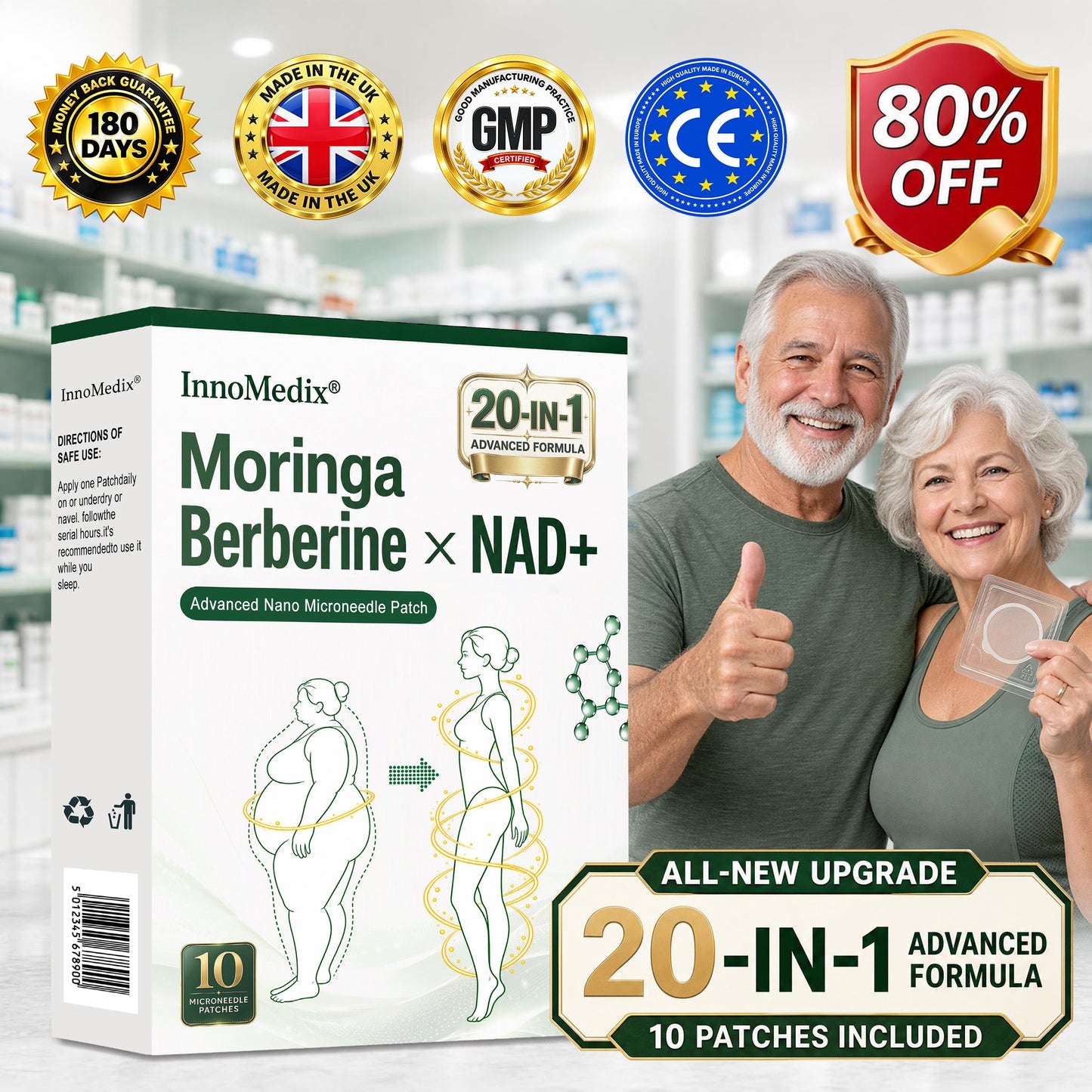 🥝InnoMedix® Moringa Berberine x NAD+ 20-IN-1 Advanced Nano Microneedle Patch( 𝐉𝐮𝐬𝐭 𝐨𝐧𝐜𝐞 𝐚 𝐝𝐚𝐲, 𝐯𝐢𝐬𝐢𝐛𝐥𝐞 𝐜𝐡𝐚𝐧𝐠𝐞𝐬 𝐢𝐧 𝟕 𝐝𝐚𝐲𝐬)