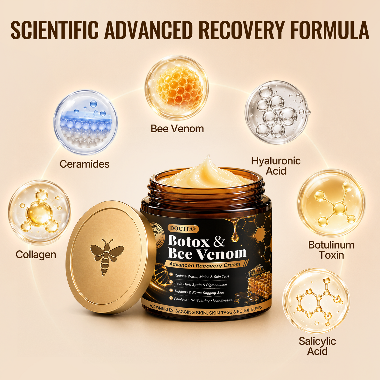 Made and Shipped from US DOCTIA® 🐝Botox & Bee Venom Advanced Recovery Cream—For Wrinkles, Sagging Skin, Skin Tags & Rough Bumps