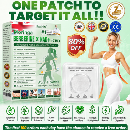 🍀New Arrival · Hot Seller | 𝐇𝐞𝐚𝐥𝐫𝐢𝐳𝐞®Moringa Berberine × NAD⁺ 10-in-1 Nano Microneedle Patch (Just once daily, visible changes in 7 days) ✅ Supports weight management, loose skin, diabetes care, sleep apnea, joint comfort, and more
